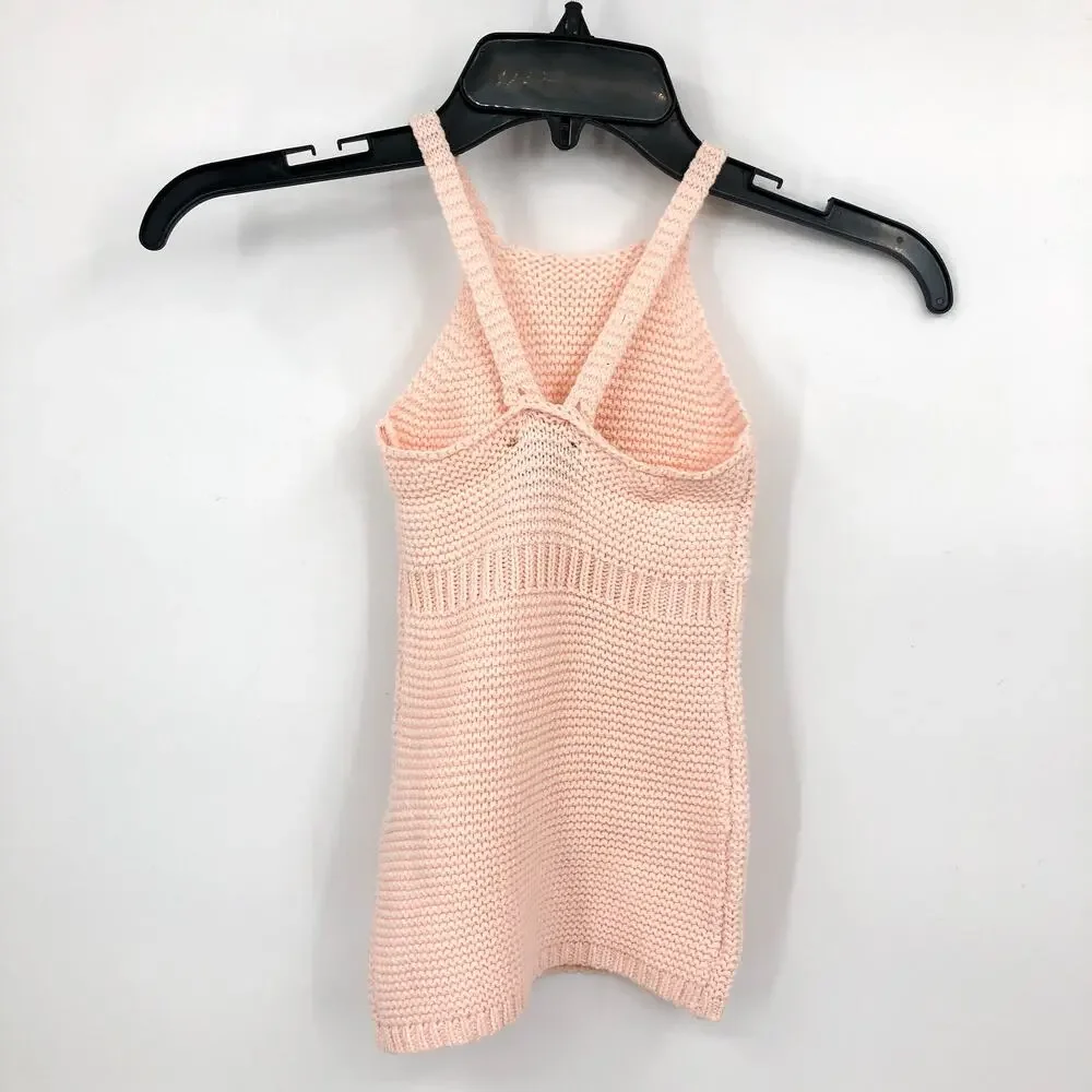 BARDOT Baby Girl Andi Knit Dress 12-18 Months Peach Pink Halter Neck NWT